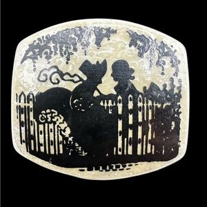 Vintage Celluloid Courting Couple Silhouette Brooch